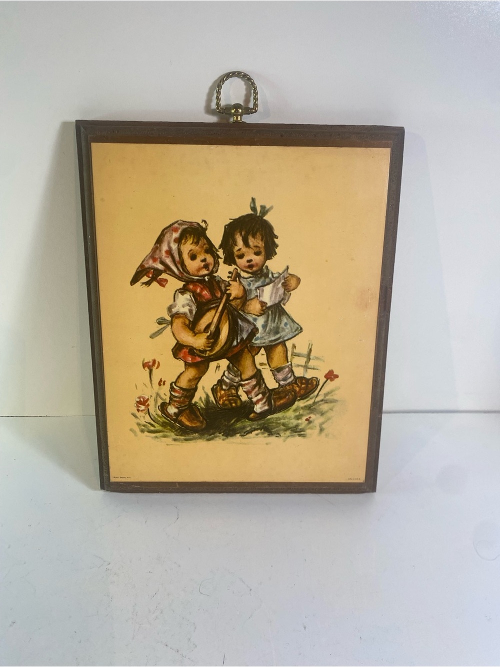 Vintage 1971 Stapco Hummel Print  Decoupage On Wood 9”x11.5”
